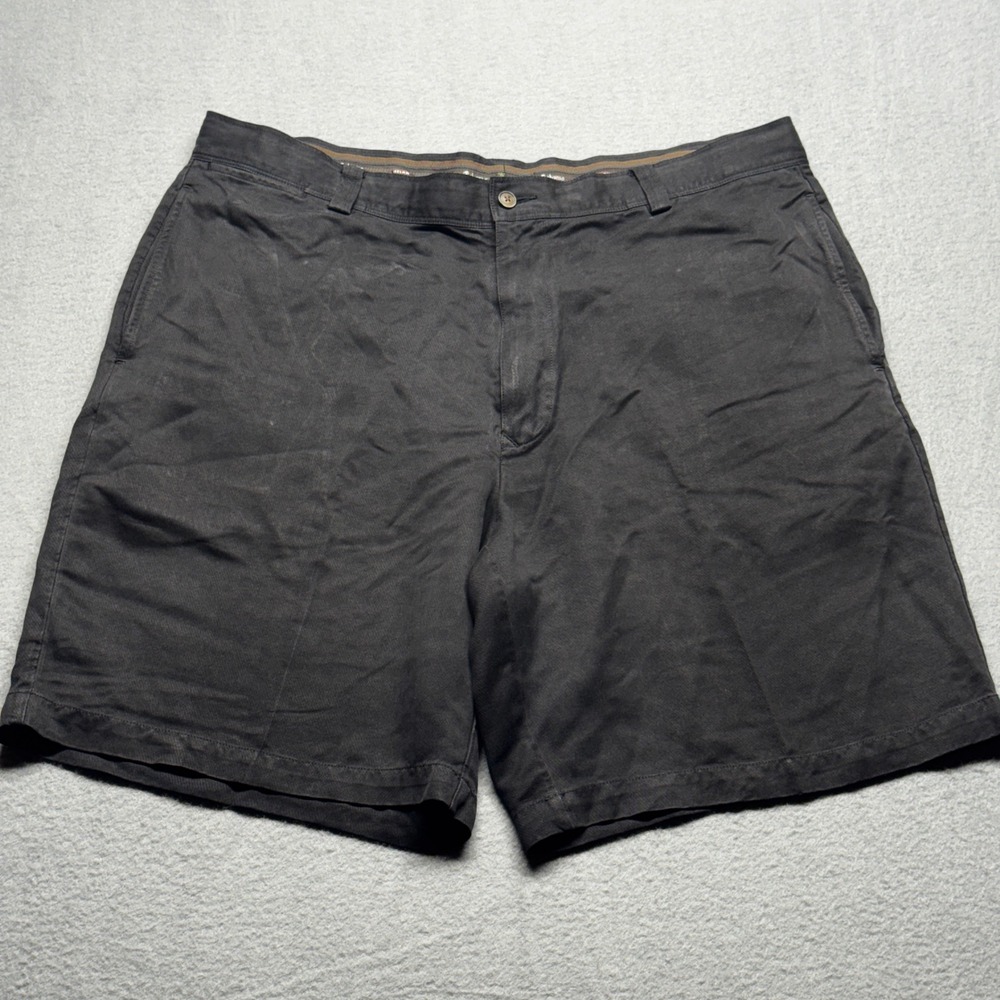Tommy Bahama Relax Mens 38 Black 100% Silk Chino Shorts Luxury Tropical Casual